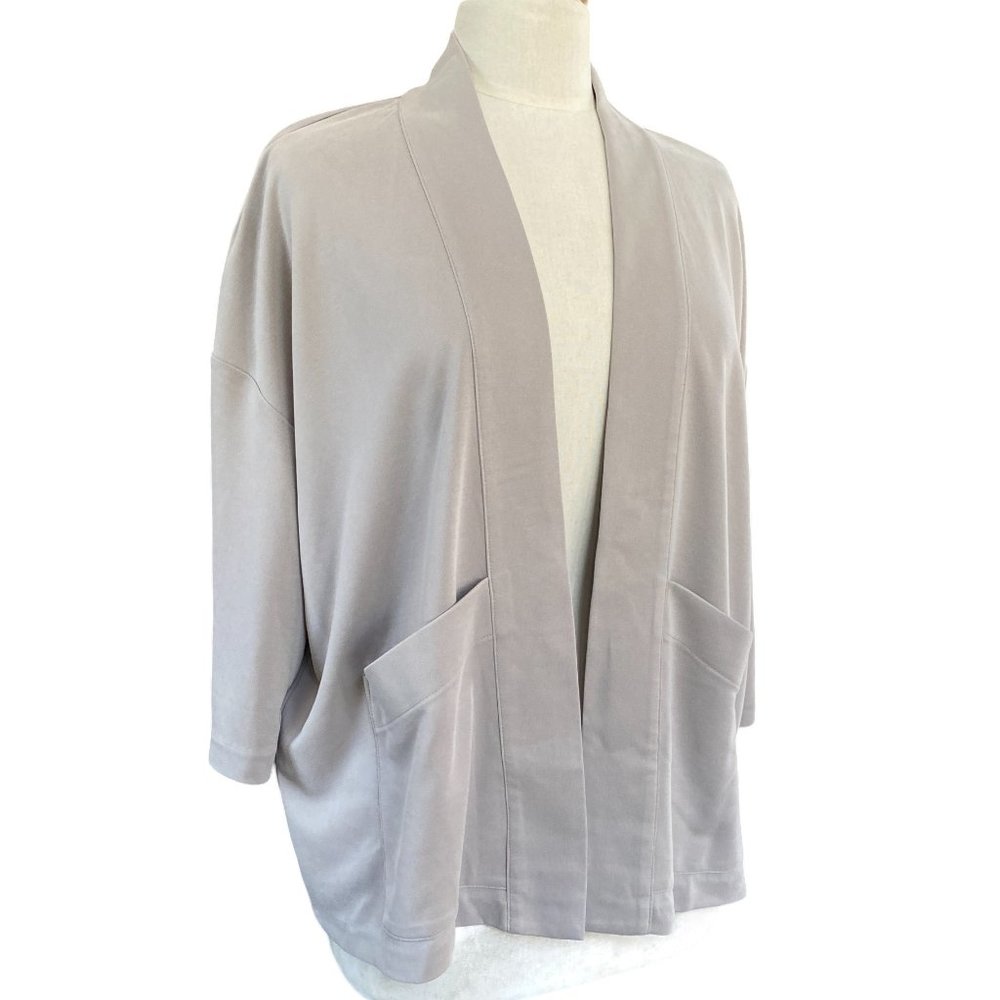 Pure Jill J. Jill Sand-Washed Open Coastal Beachy Neutral Knit Cardigan Jacket-M